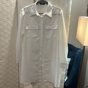 White button down convertible tunic/dress
